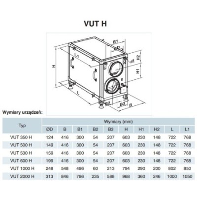 Centrala wentylacyjna VUT 350H LCD PLUS/ sklepelektryka24.pl