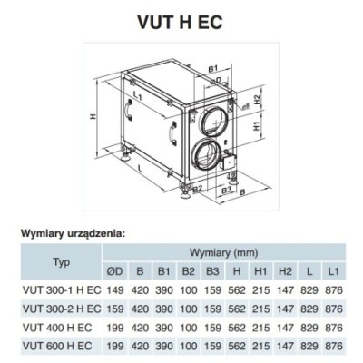 Centrala wentylacyjna VUT 300H EC LCD/ sklepelektryka24.pl