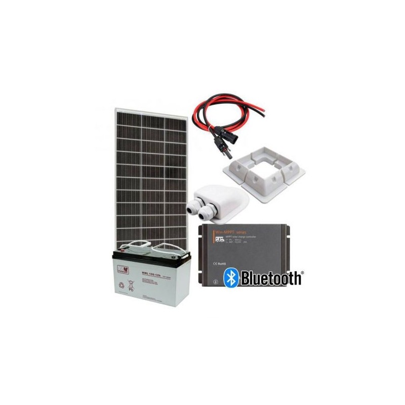 Zestaw solarny 200W MPPT AKU 100AH do kampera, łodzi, domek Zestaw solarny 200W MPPT AKU 100AH do kampera, łodzi, domek