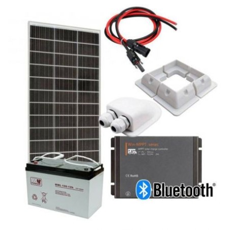 Zestaw solarny 200W MPPT AKU 100AH do kampera, łodzi, domek