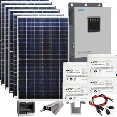 Zestaw solarny na domek letniskowy 2,3 KW 230VDC + 4 Aku