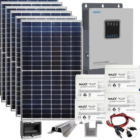 Zestaw solarny na domek letniskowy 2,3 KW 230VDC + 4 Aku