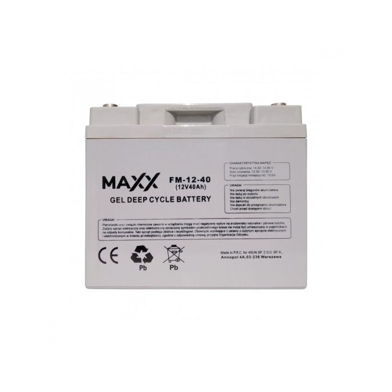 Akumulator żelowy MAXX 12-FM-40 40 Ah 12V Akumulator żelowy MAXX 12-FM-40 40 Ah 12V