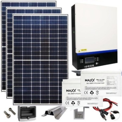 Zestaw solarny na domek letniskowy  1,1 kW 230VDC + Aku