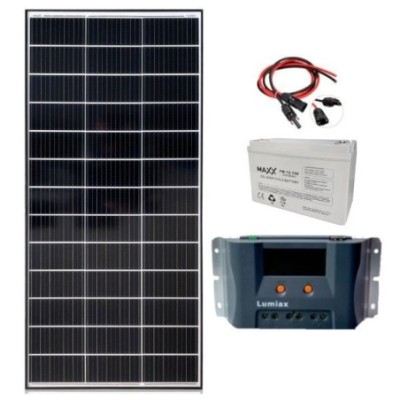 Zestaw PV: Panel 200W Maxx + Regulator 15A + Aku 100Ah