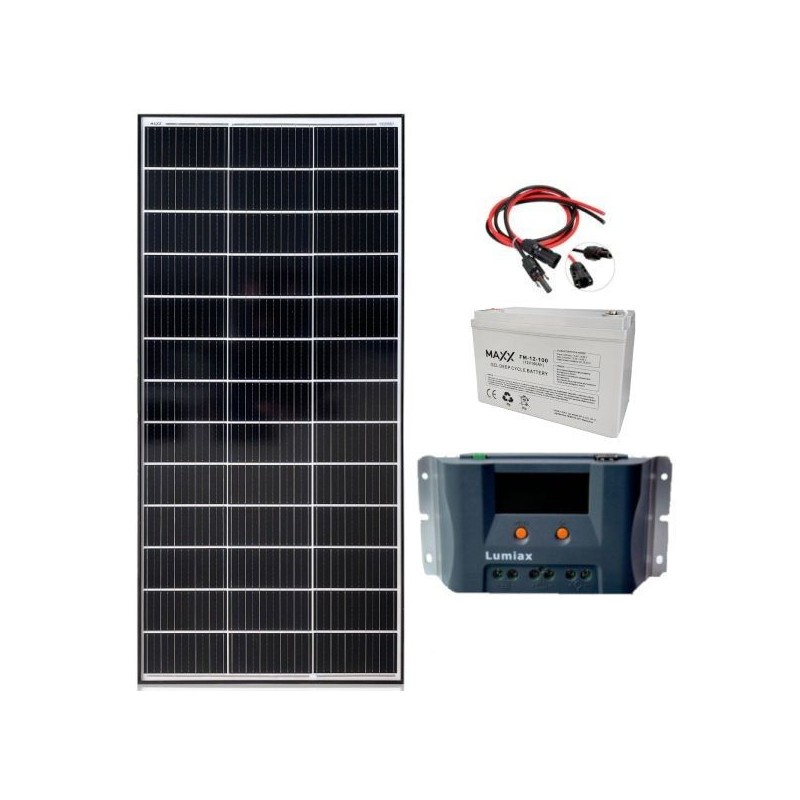 Zestaw PV: Panel 200W Maxx + Regulator 15A + Aku 100Ah