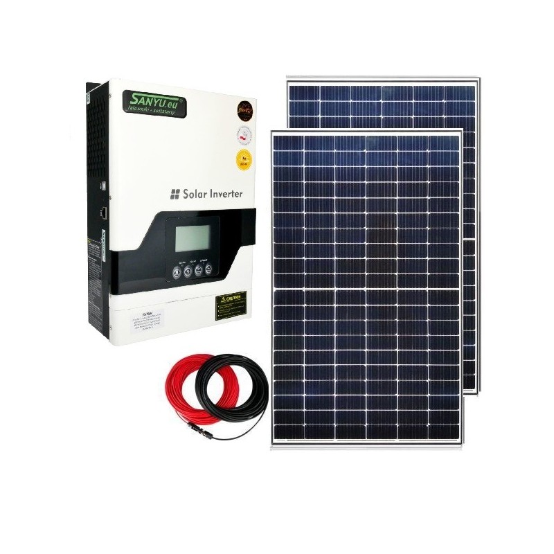 Zestaw Off-Grid - 2x Panel PV 300W + Sanyu SPV18-1012 VPM Zestaw Off-Grid - 2x Panel PV 300W + Sanyu SPV18-1012 VPM