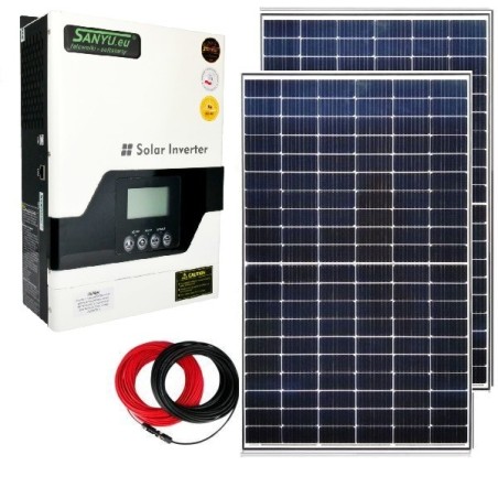Zestaw Off-Grid - 2x Panel PV 300W + Sanyu SPV18-1012 VPM