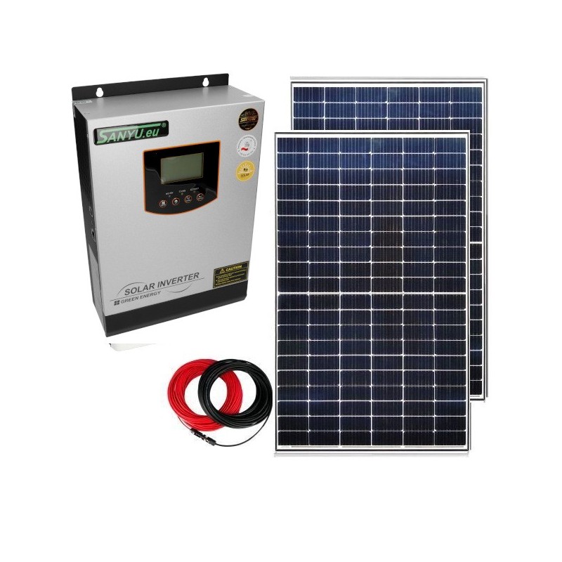 Zestaw Off-Grid - 2x Panel PV 300W + Sanyu SPV18-1012 VPM Zestaw Off-Grid - 2x Panel PV 300W + Sanyu SPV18-1012 VPM