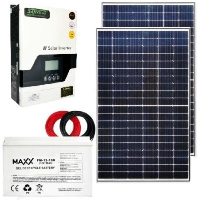Zestaw Off-Grid- 2xPanel PV 375W + Aku + Sanyu SPV18-1012VPM