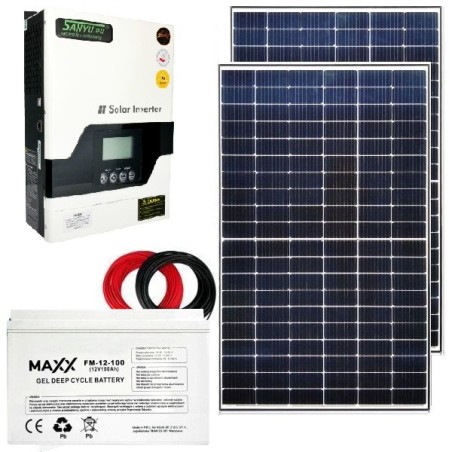 Zestaw Off-Grid- 2xPanel PV 375W + Aku + Sanyu SPV18-1012VPM