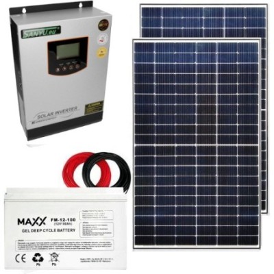Zestaw Off-Grid- 2xPanel PV 375W + Aku + Sanyu SPV18-1012VPM