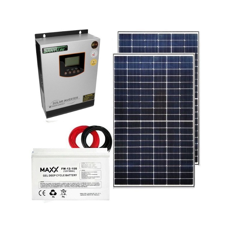 Zestaw Off-Grid- 2xPanel PV 375W + Aku + Sanyu SPV18-1012VPM Zestaw Off-Grid- 2xPanel PV 375W + Aku + Sanyu SPV18-1012VPM