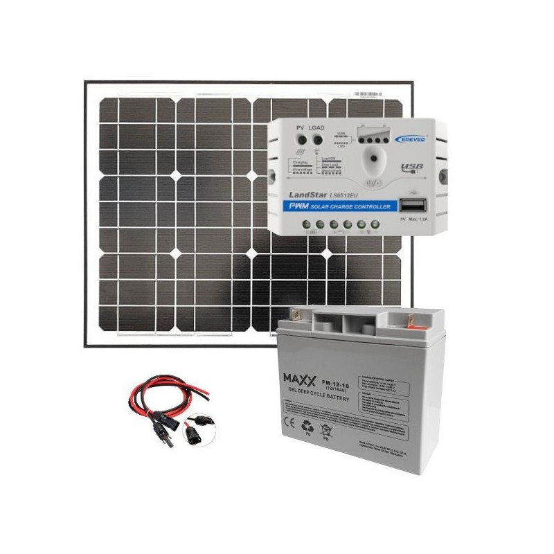 Zestaw PV: Panel 30W Maxx + Regulator 5A + Aku. 26Ah