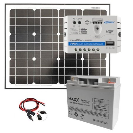 Zestaw PV: Panel 30W Maxx + Regulator 5A + Aku. 26Ah
