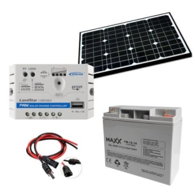 Zestaw PV: Panel 50W Maxx + Regulator 5A + Aku. 26Ah