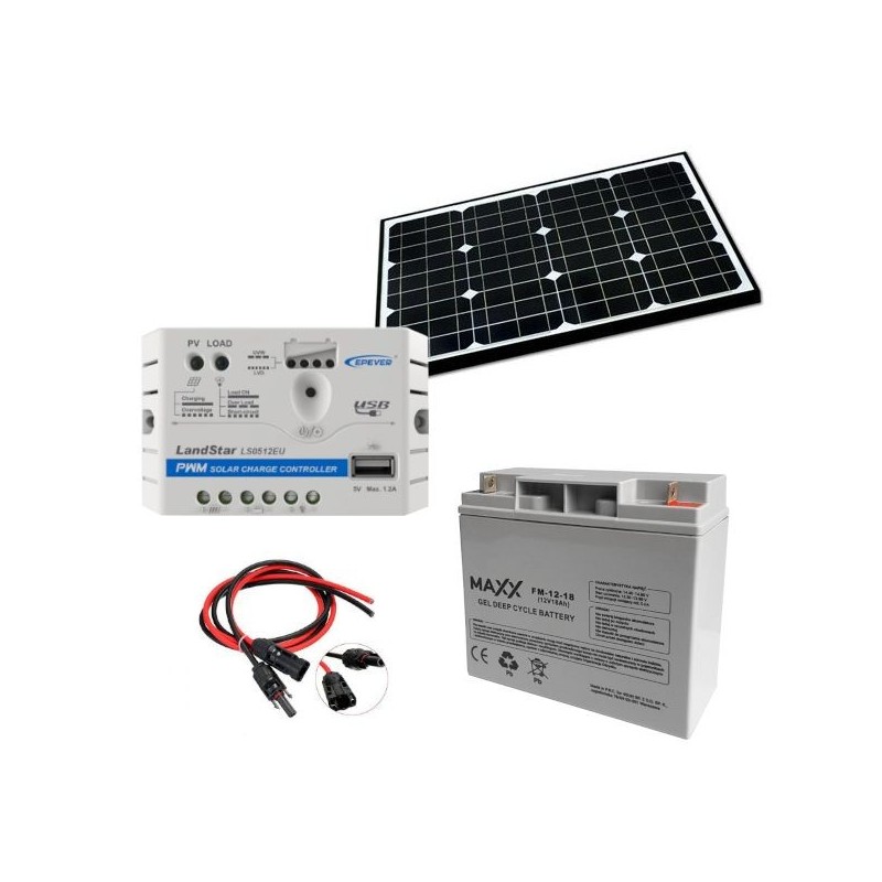 Zestaw PV: Panel 50W Maxx + Regulator 5A + Aku. 26Ah