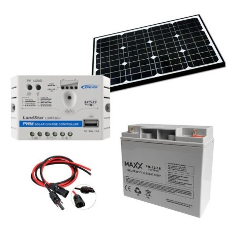 Zestaw PV: Panel 50W Maxx + Regulator 5A + Aku. 26Ah