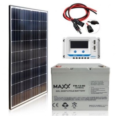 Zestaw PV: Panel 140W Maxx + Regulator 10A + Aku. 70Ah