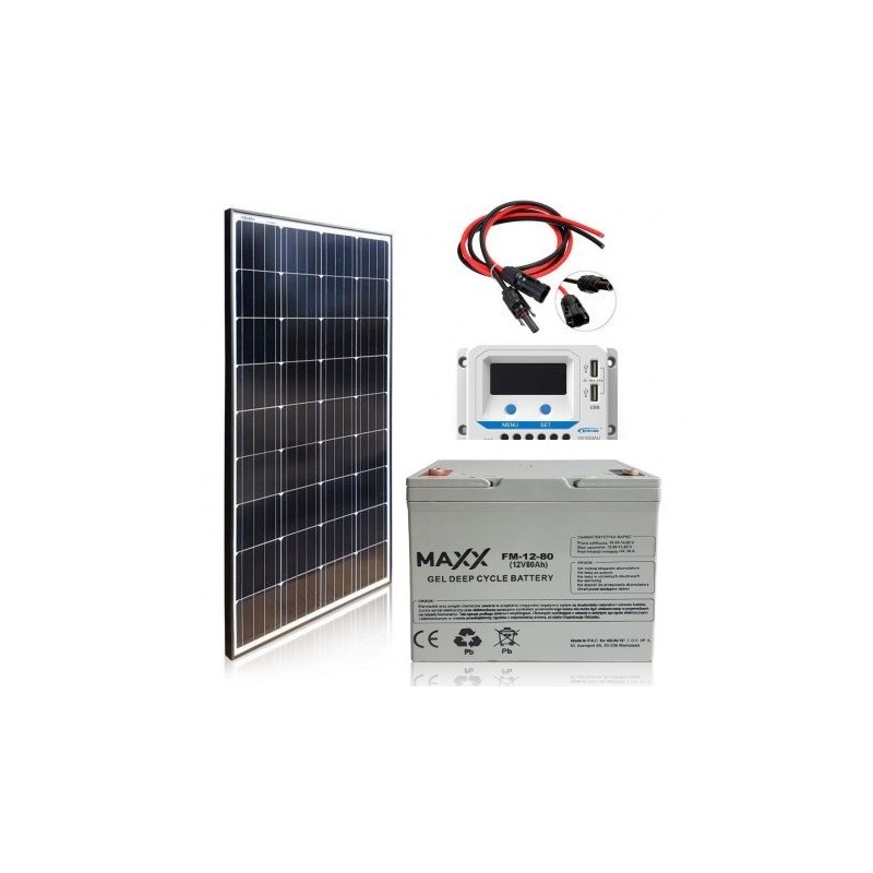 Zestaw PV: Panel 140W Maxx + Regulator 10A + Aku. 70Ah