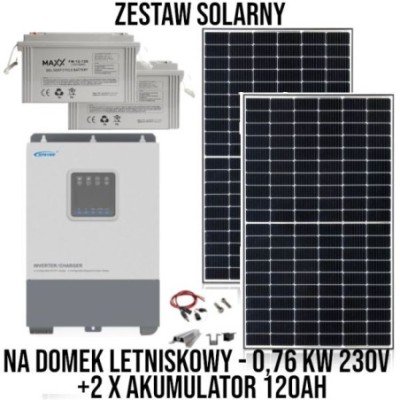 Zestaw solarny na domek letniskowy z akumulatorami 0,76KW 23