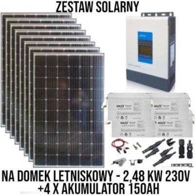 Zestaw solarny na domek letniskowy z akumulatorami 2,48KW