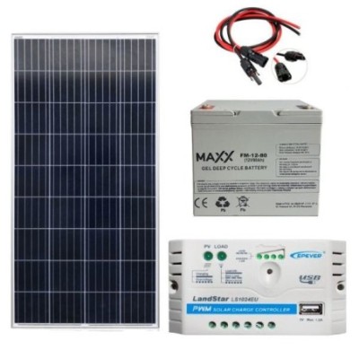 Zestaw PV: Panel 140W Maxx + Regulator 10A + Aku. 80Ah