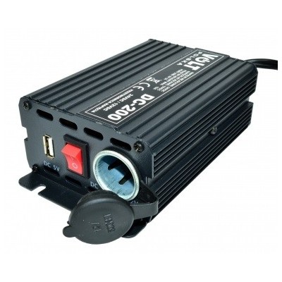 Przetwornica napięcia VOLT  24V / 12V - DC 200 USB + zap.